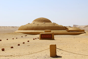 Object of fossil and desert in the exhibition display of wadi hitan Unison world heritage site at...
