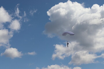 paratrooper parachutist soliders landing at parade ceremony