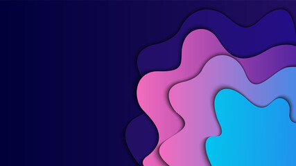 Abstract dark blue background with smooth wavy lines. Paper cut style. Vector illustration.