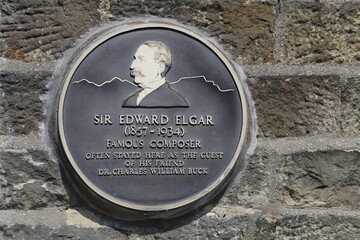 A plaque commemorating Sir Edward Elgar and the village of Settle, Yorkshire.