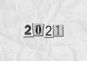 A black and white 2021 Punk Rock music style grunge text collage graphic illustration with copy space