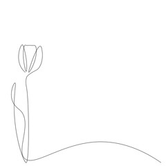 Flower on white background, line drawing design. Vector illustration