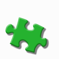 Obraz premium Green puzzle with shadows on a white background.