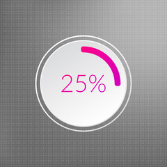 25 percent isolated pie chart. Percentage vector, infographic icon on dotted background. Sign for business, finance, web design, download, progress