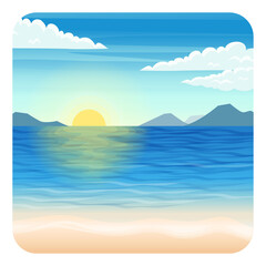 Fototapeta na wymiar Sunrise on the sea surface. Illustration, background, Decoration and wallpaper.