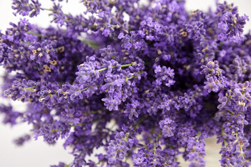 Natural lavender flowers bouquet closeup