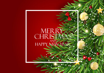 Merry Christmas and Happy New Year Background. Vector Illustration