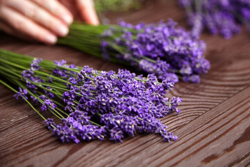 Aromatherapy - fresh natural lavender flowers bunches