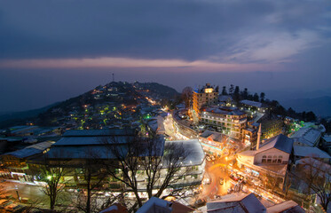 murree , night view with clouds and sky  in winter