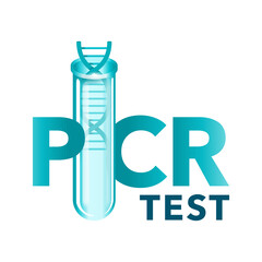 PCR testing emblem - polymerase chain reaction - disease prevention and fight against coronavirus pandemic - vector icon