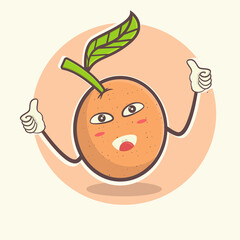 cute orange mascot design illustration holding his thumb, line art design, summer concept, vector illustration
