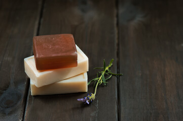 Natural Soap closeup. Spa products