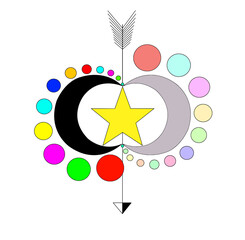 Two Harriers circles star arrow