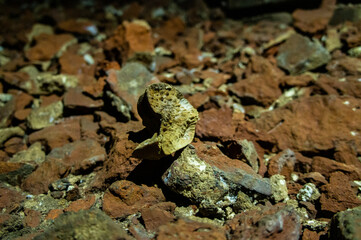 Old brickwork close up with stones