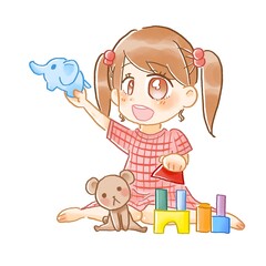 おもちゃで遊ぶ女の子