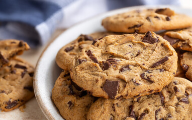 Chocolate Chip Cookies on a Plate