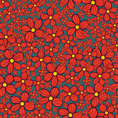 Retro floral allover daisy seamless pattern background