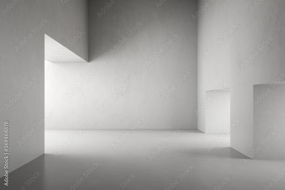 Poster Abstract architecture space, Empty interior with concrete wall. 3d render.