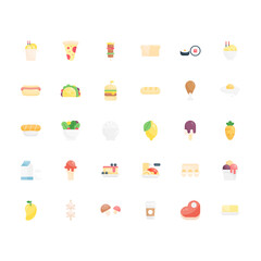 Food icon set. Food flat icon set. Icon for website, application, print, poster design, etc.