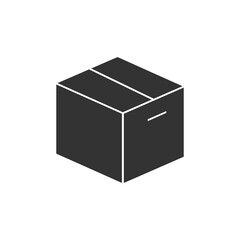 Box black shape icon. Closed box outline vector illustration isolated on white.	