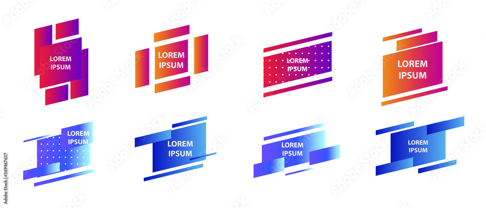 Poster set of modern abstract vector banners. multicolor flat geometric shapes. geometric gradient figures,