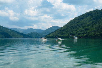Beautiful artificial mountain lake Zlatar in Serbia ideal for fishing, swimming and recreation