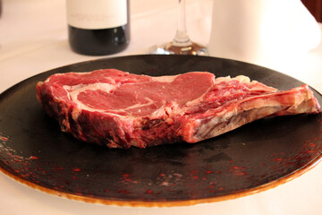 Raw beef steak on a plate