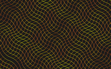 Abstract geometric background from a golden curved mesh. Vector graphics on a black background.