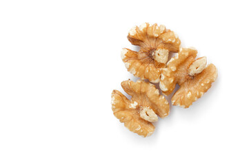 Walnuts on a white background