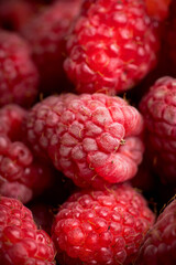 Freshly harvested raspberry. Selective focus. Shallow depth of field. 