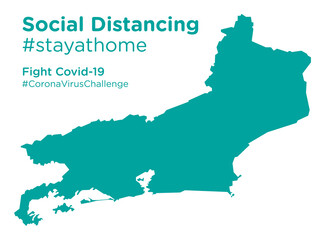 Rio de Janeiro Brazil map with Social Distancing stayathome tag