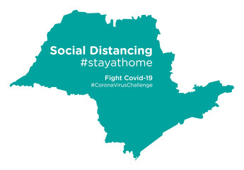 Sao Paulo Brazil map with Social Distancing stayathome tag
