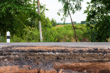 Basement, paved asphalt road is dug.