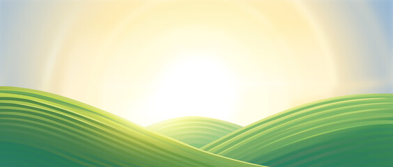 Hilly countryside landscape, sunrise above hills. © Rustic