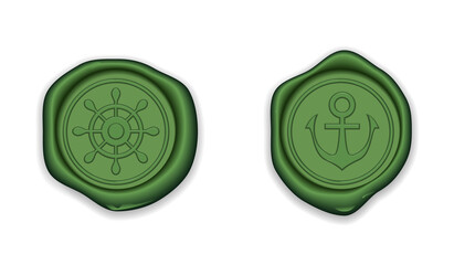 緑色の封蝋（舵と錨のモチーフ／CS2）