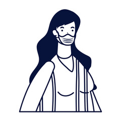 young woman wearing medical mask character