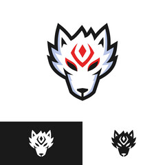 japanese fox kitsune head logo design