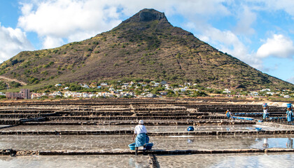 Meersalzgewinnung bei Tamarin, Mauritius