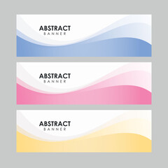 Abstract Clean Stylish Banner Design Template Vector, Professional Modern Graphic Banner Element with Soft Pastel Blue, Pink and Orange Wavy Background