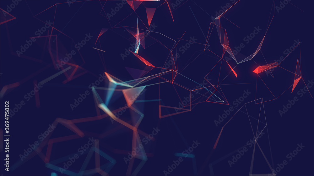 Poster abstract polygonal space low poly dark background with connecting dots and lines.