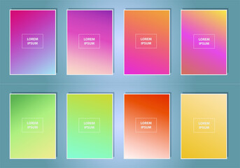 Modern cover template design. Set of trendy colorful gradient vector illustrations. Background for flyer, social media post, screen, mobile app, wallpaper