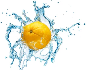 Poster orange in spray of water. © lotus_studio