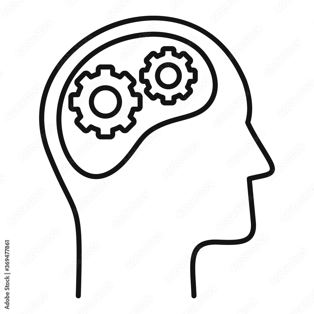 Poster gear system neuromarketing icon. outline gear system neuromarketing vector icon for web design isola