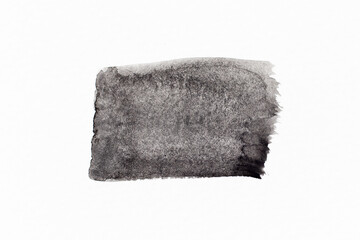 Black color watercolor handdrawing as square line brush on white paper background
