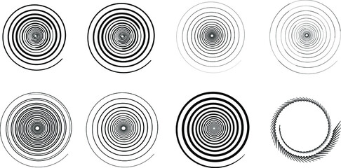Fototapeta premium Lines in Circle Form . Spiral Vector Illustration .Technology round. Wave Logo . Design element . Abstract Geometric shape .