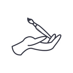 Fototapeta premium hand holding paint brush line style icon vector design