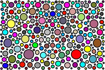Colorful circles on white background for packaging, fabric, wallpaper, textile material and print element, textile printing pattern for fabric material, colored doodle background for printing