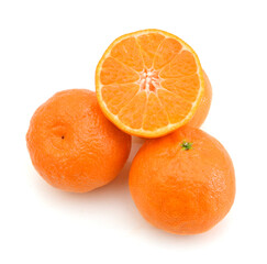 Orange mandarin or tangerine fruit isolated on white background