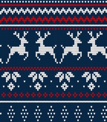 Christmas Seamless pattern or scandynavian pattern, vector illustration winter traditional fabric ornament.