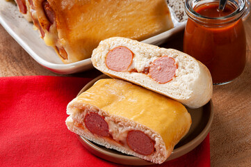 .Sausage rolls. Typical Brazilian snack served at bars or parties. 